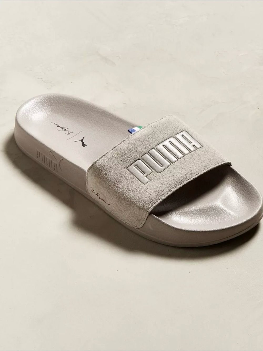 PUMA Big Sean Suede Logo Slide Sandal in Light Gray